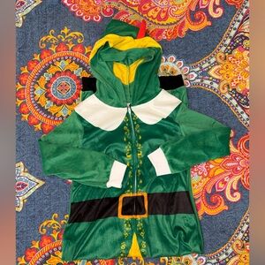 ELF Green Hooded Kids One Piece with Black Belt & White Trim